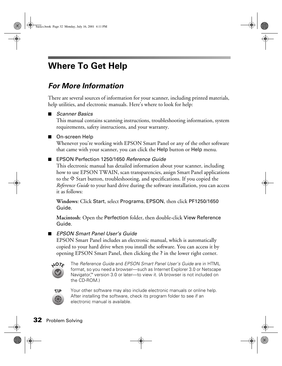 Where to get help, For more information | Epson 1250 User Manual | Page 36 / 48