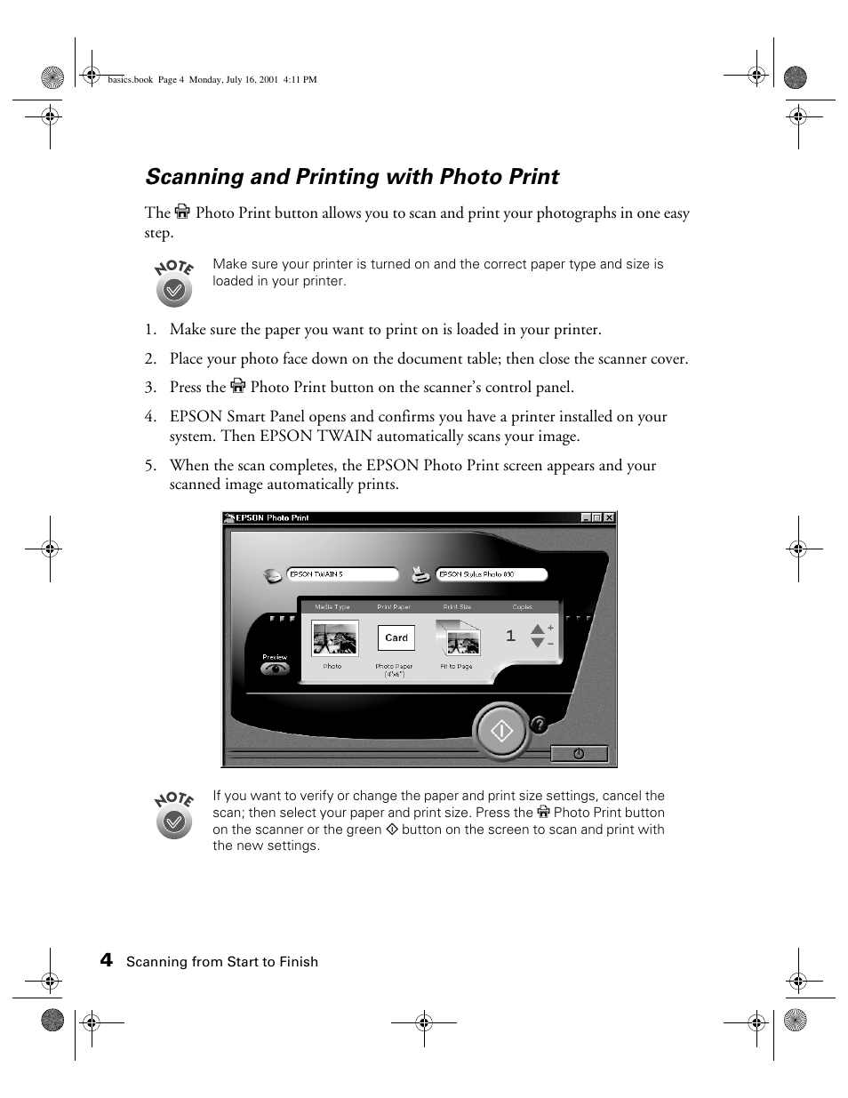 Scanning and printing with photo print | Epson 1250 User Manual | Page 8 / 48