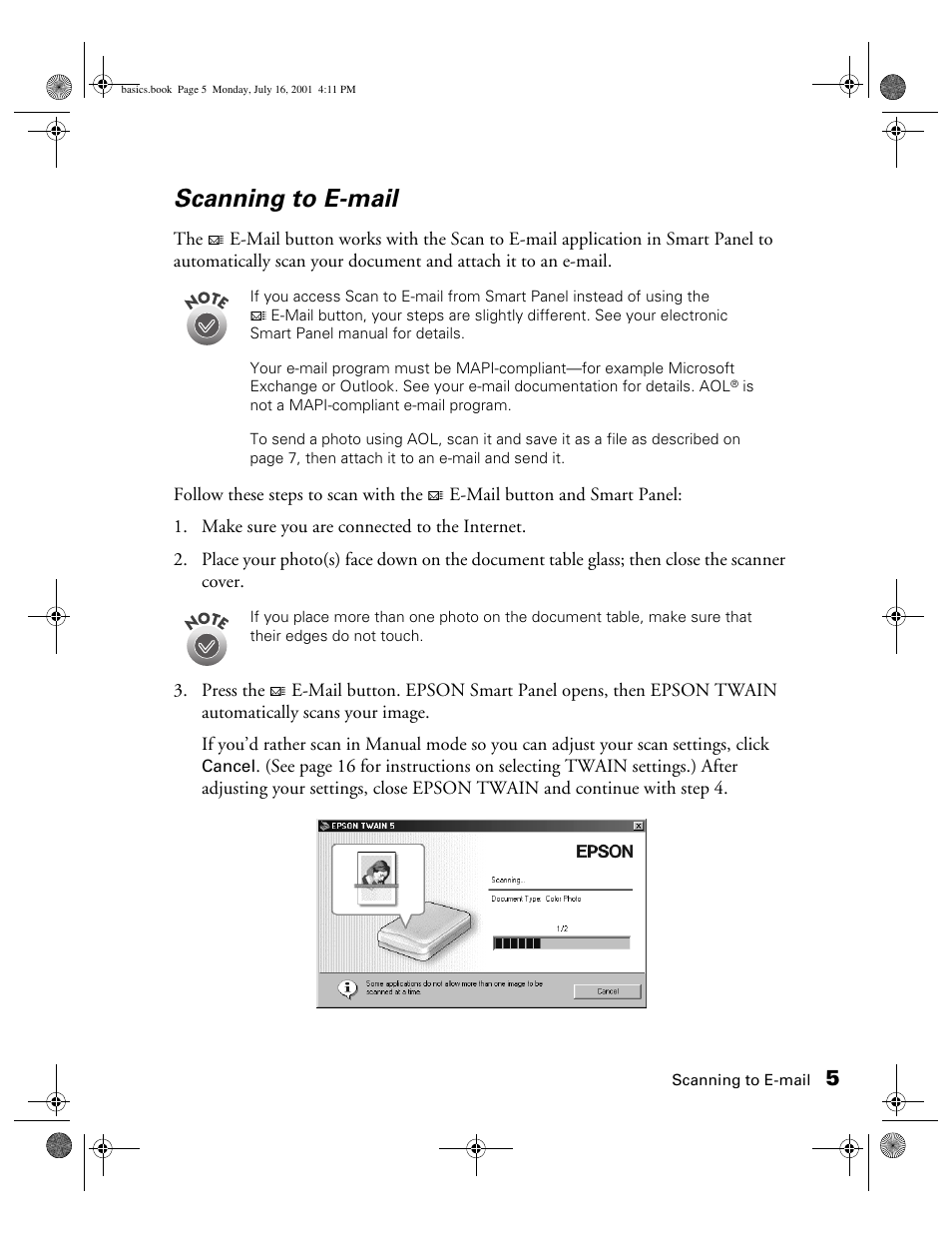 Scanning to e-mail | Epson 1250 User Manual | Page 9 / 48