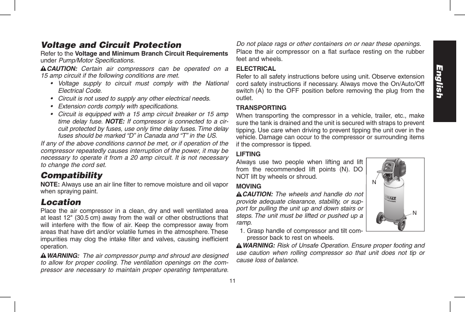 English voltage and circuit protection, Compatibility, Location | Epson D55168 User Manual | Page 11 / 64