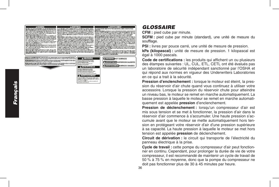 Français, Glossaire | Epson D55168 User Manual | Page 36 / 64