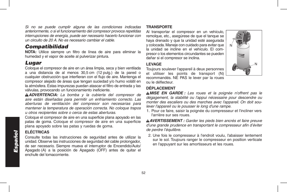 Español, Compatibilidad, Lugar | Epson D55168 User Manual | Page 52 / 64