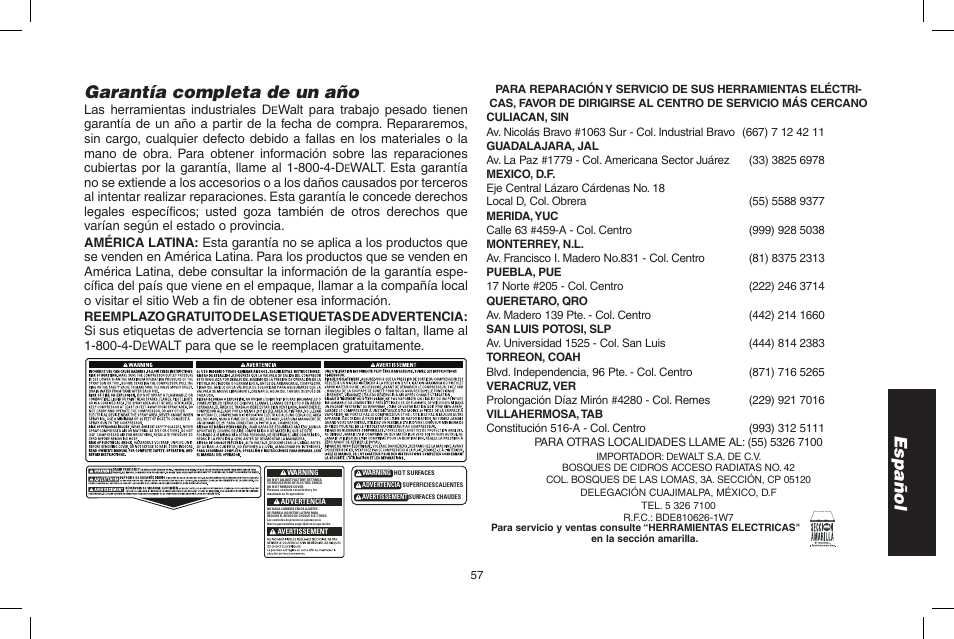 Español garantía completa de un año | Epson D55168 User Manual | Page 57 / 64