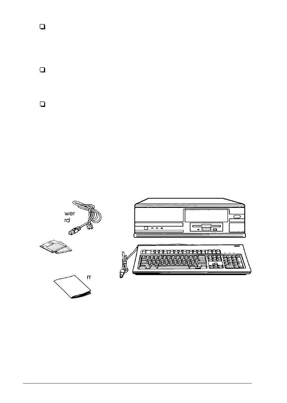 Unpacking your computer | Epson EL 3S/33 User Manual | Page 16 / 117