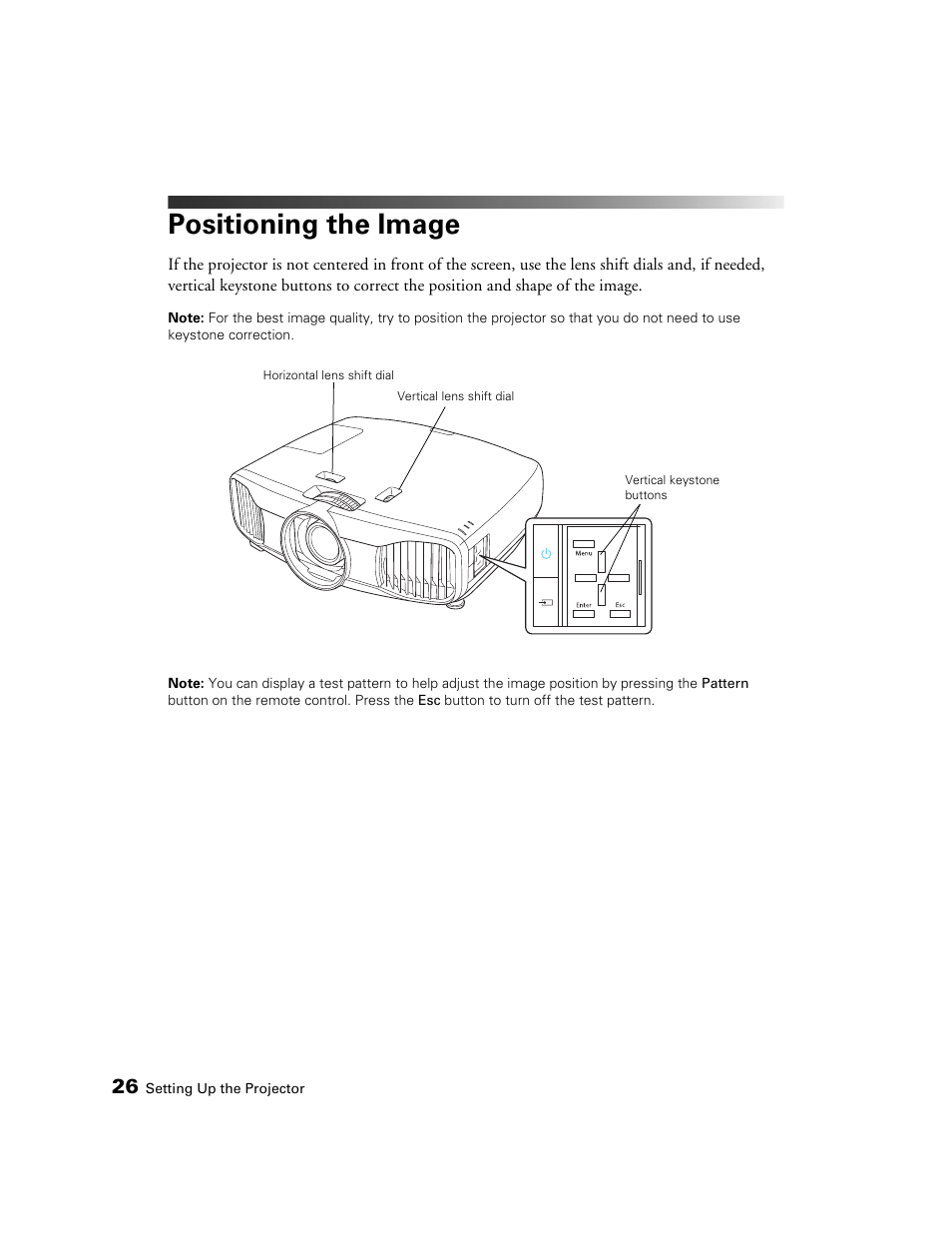 Positioning the image | Epson 5020UB User Manual | Page 26 / 96