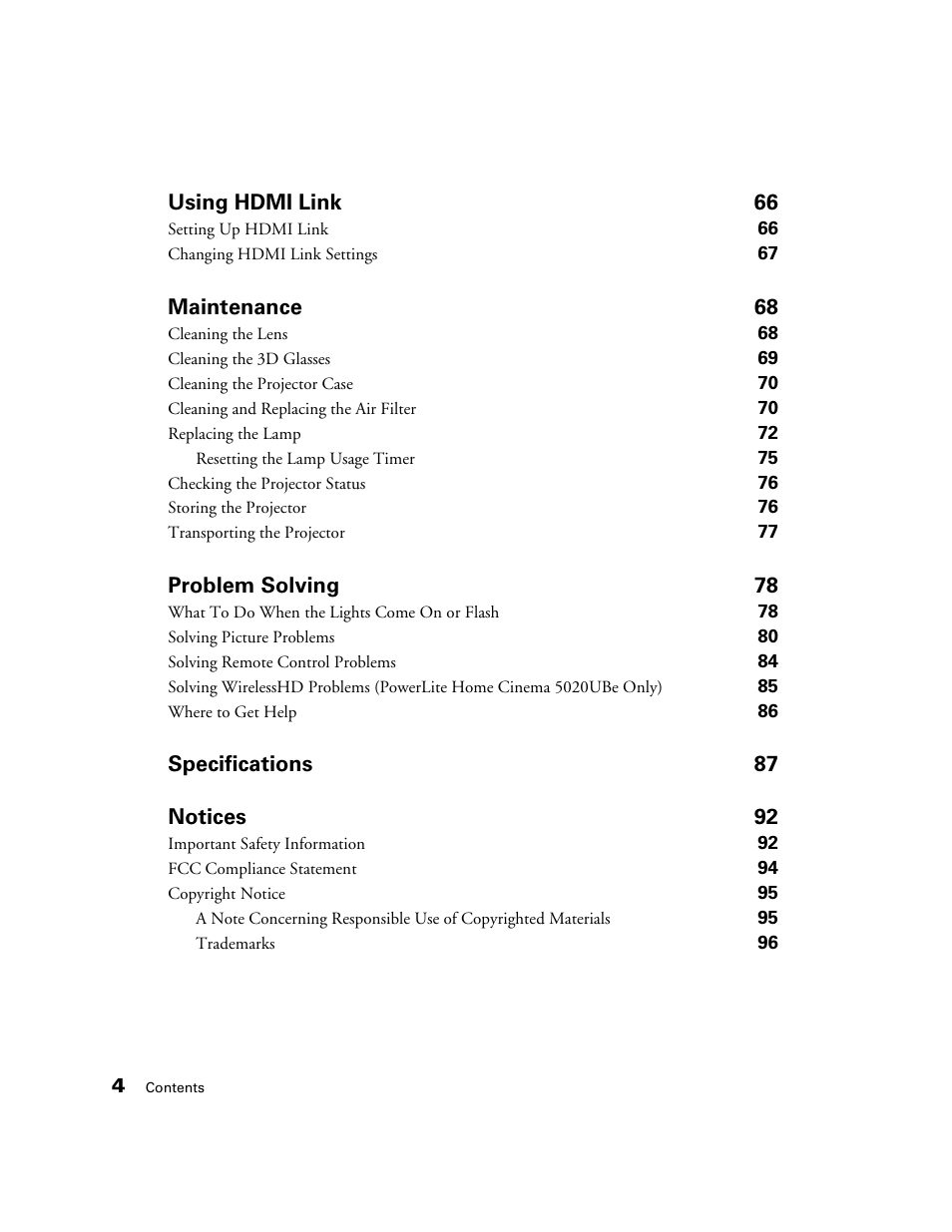 Epson 5020UB User Manual | Page 4 / 96