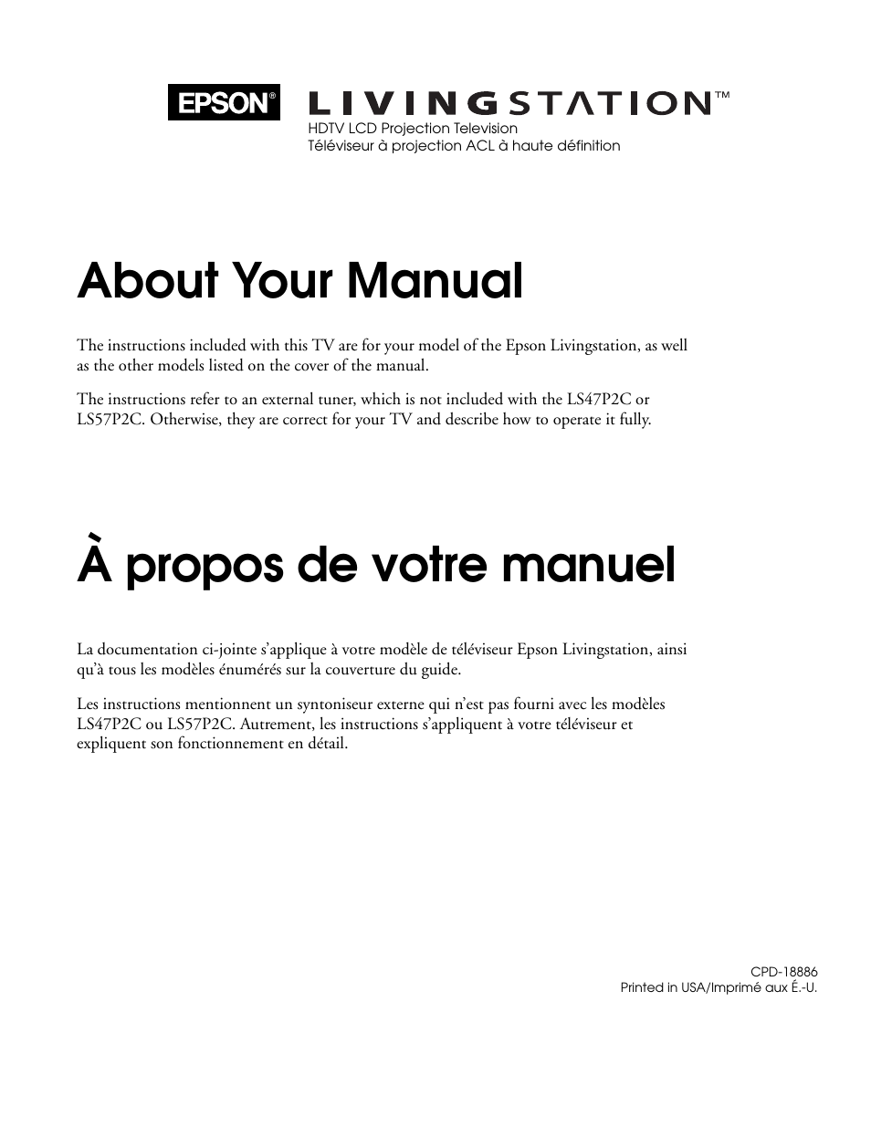 Epson LS47P2C User Manual | 5 pages