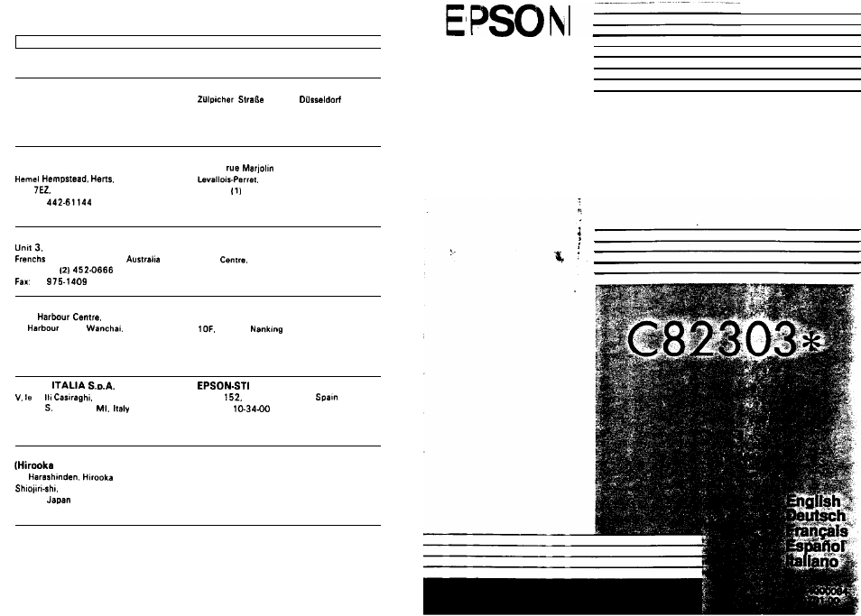 Epson Parallel Interface C82303* User Manual | 19 pages