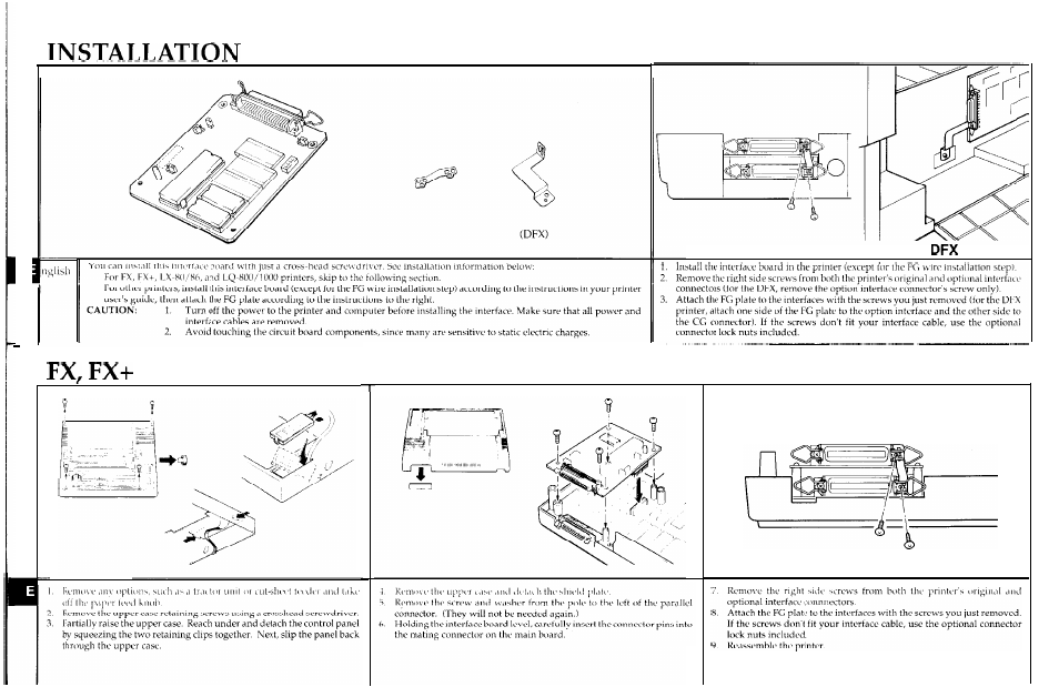 Installation, Fx/fx | Epson Parallel Interface C82303* User Manual | Page 18 / 19