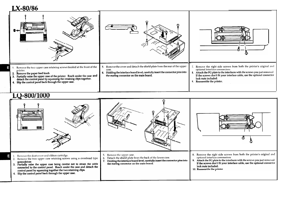 Lx-80/86, Lq-800/1000 | Epson Parallel Interface C82303* User Manual | Page 19 / 19