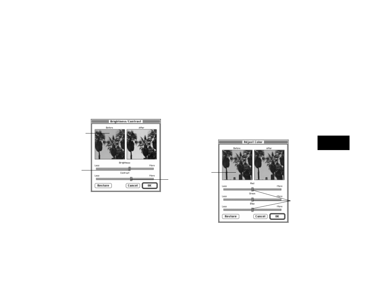 Adjusting brightness and contrast, Adjusting colors | Epson Digitial Camera User Manual | Page 46 / 74