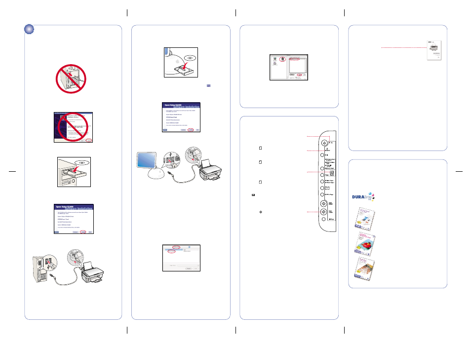 Any questions, Need paper and ink, Install software | Any problems, Continue, Windows, Macintosh | Epson Stylus CX4600 User Manual | Page 8 / 8