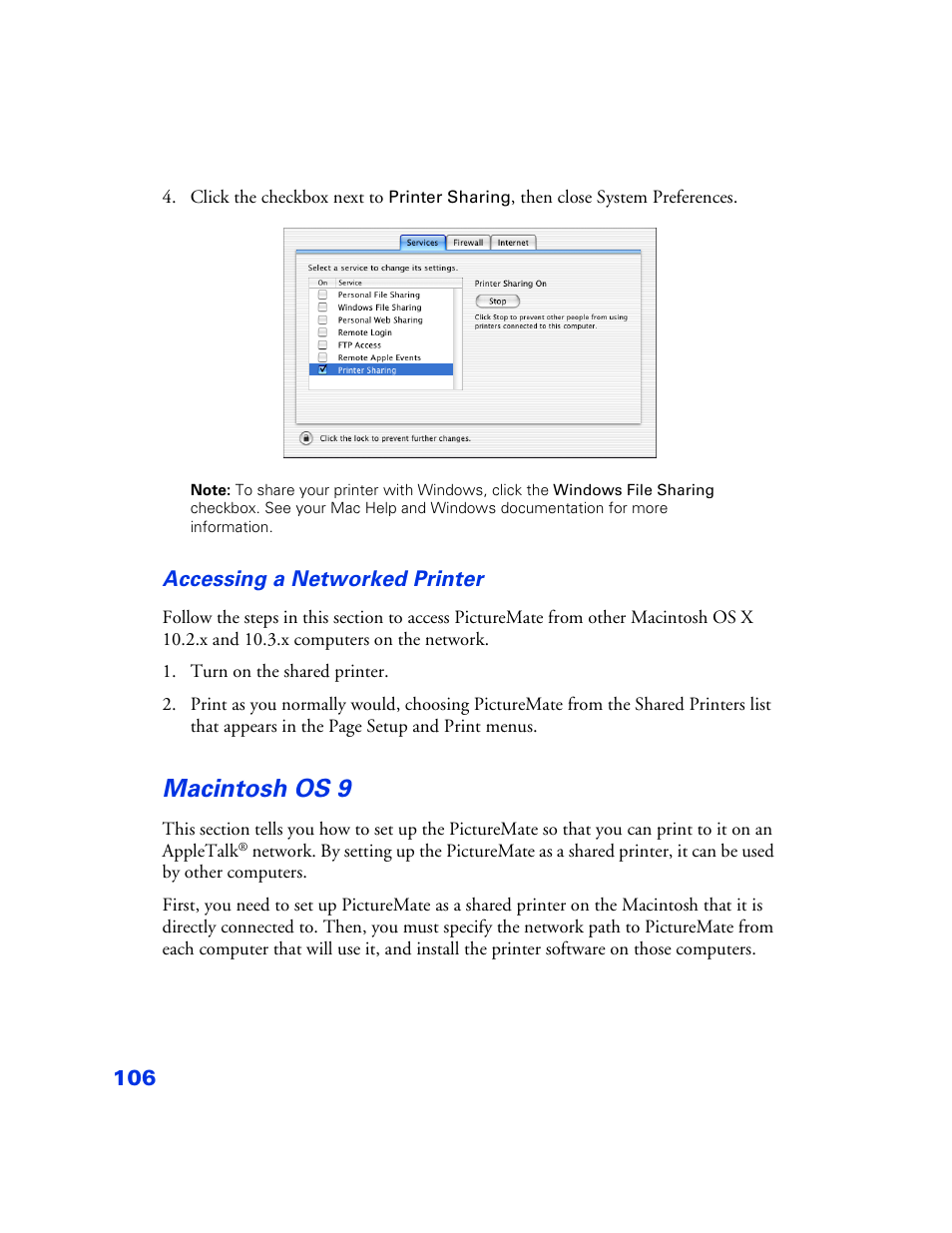Macintosh os 9, Macintosh os 9 106 | Epson PictureMate User Manual | Page 107 / 126