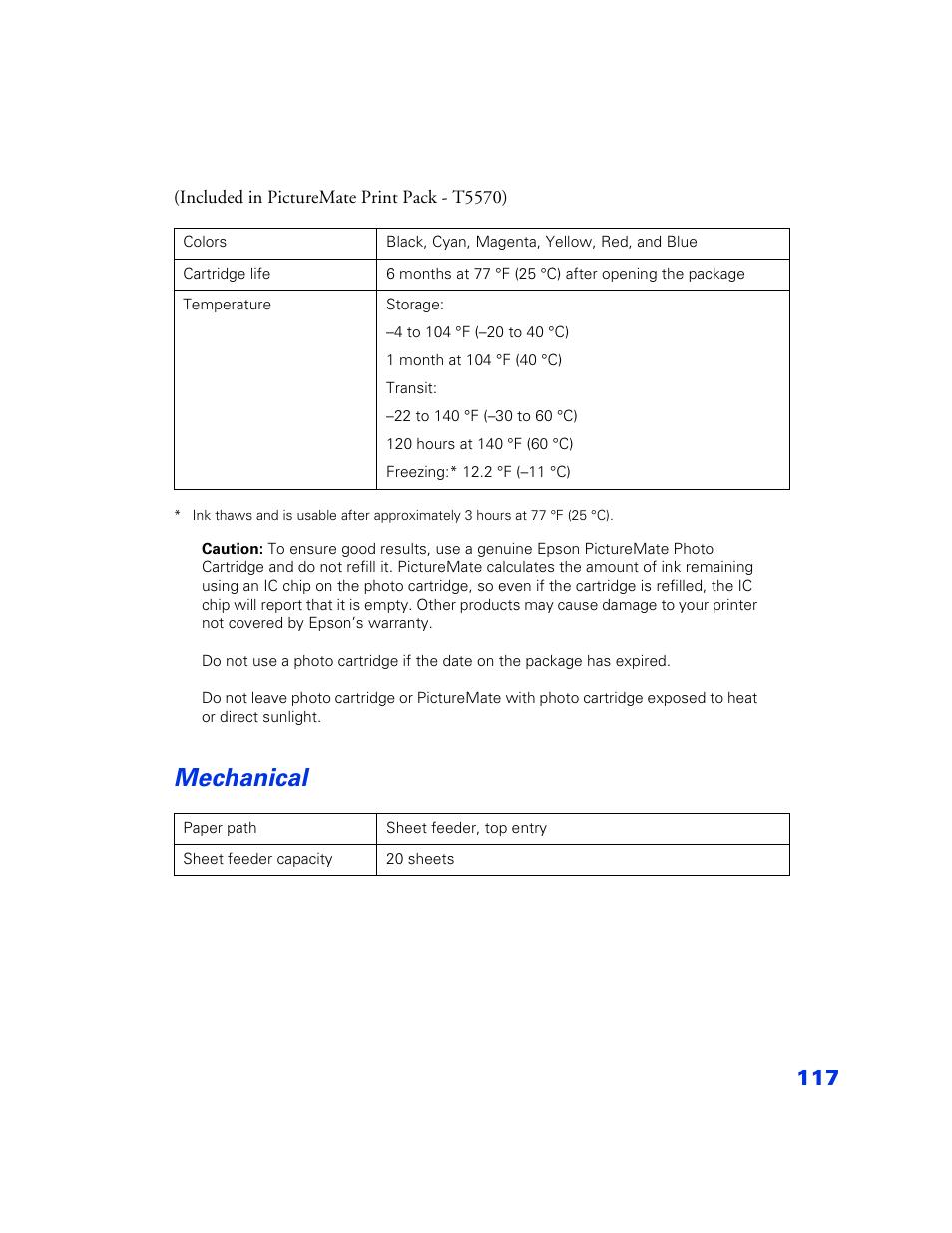 Mechanical, Mechanical 117 | Epson PictureMate User Manual | Page 118 / 126