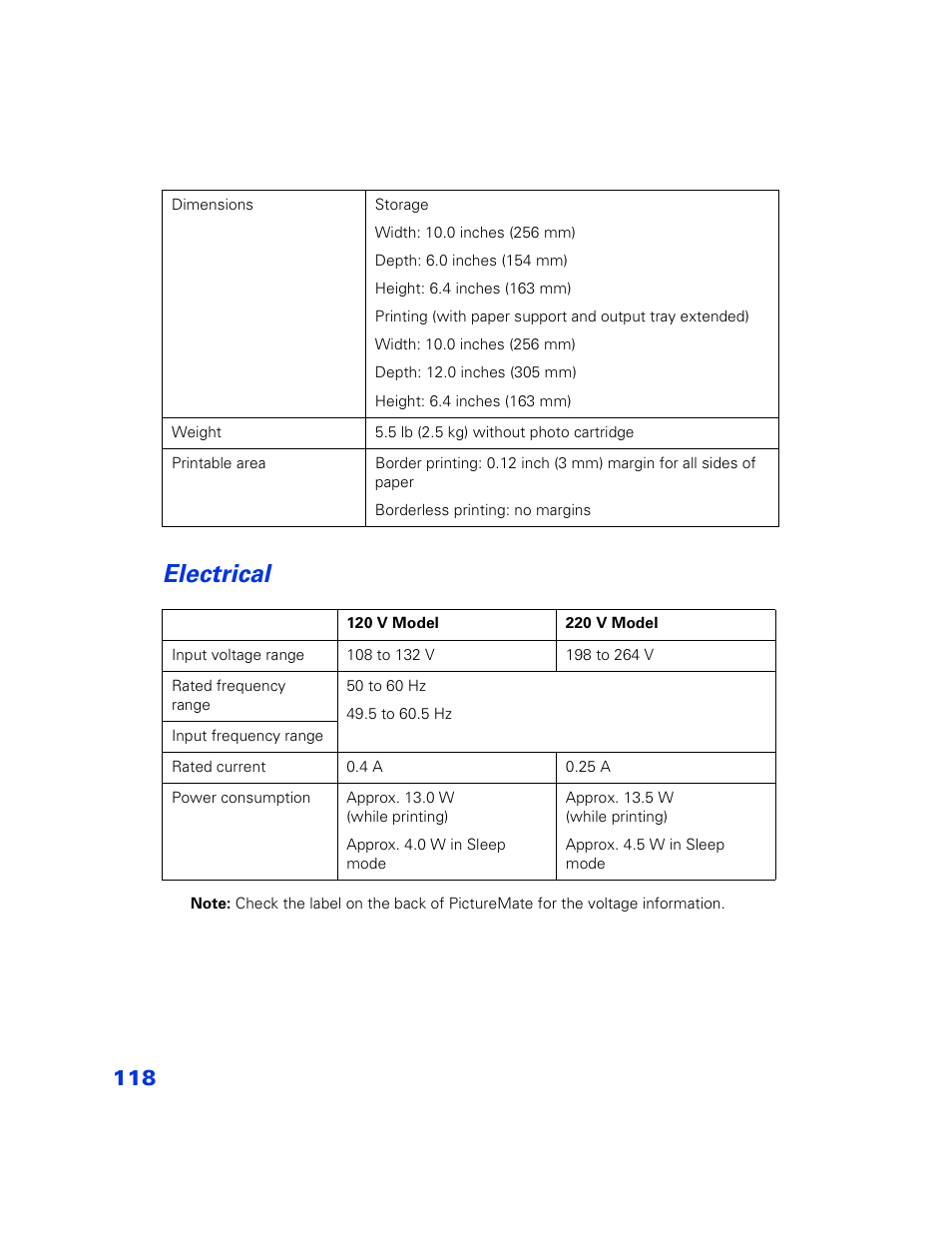 Electrical, Electrical 118 | Epson PictureMate User Manual | Page 119 / 126