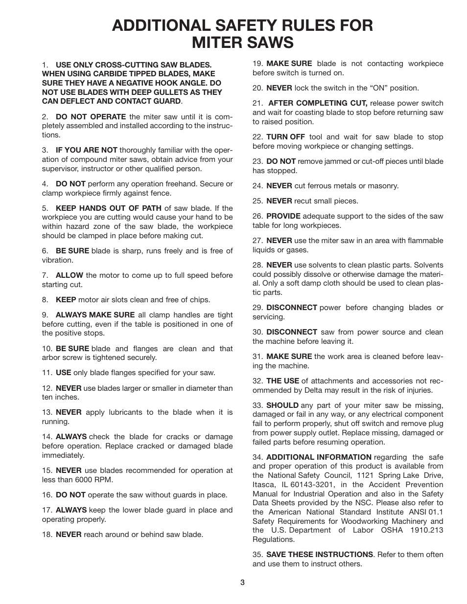 Additional safety rules for miter saws | Epson 36-075 User Manual | Page 3 / 21