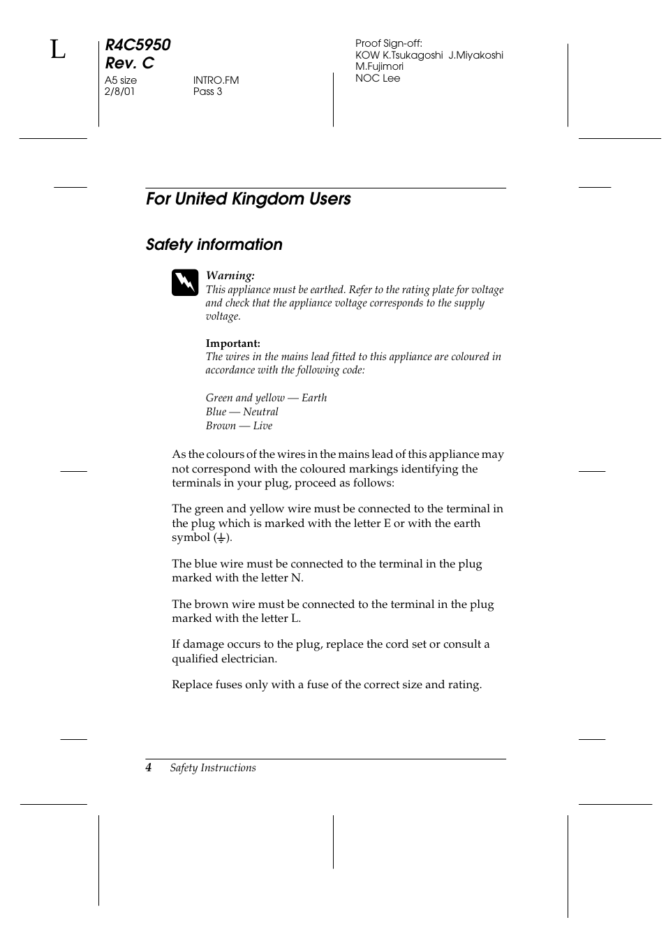 For united kingdom users, Safety information | Epson 1640SU User Manual | Page 10 / 56