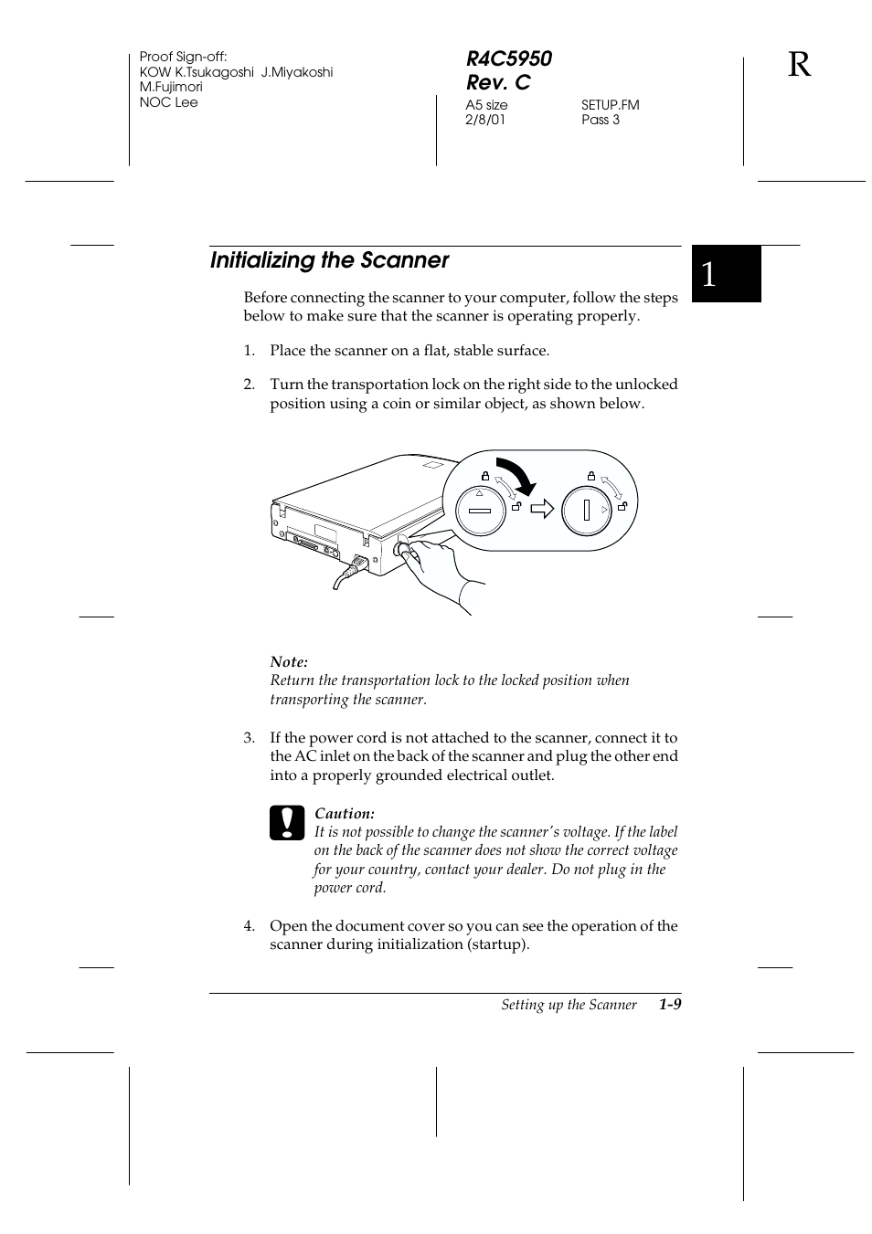 Initializing the scanner, Initializing the scanner -9 | Epson 1640SU User Manual | Page 19 / 56