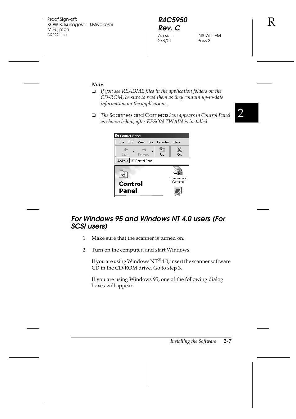 For windows 95 and windows nt 4.0 users, For scsi users) -7 | Epson 1640SU User Manual | Page 33 / 56