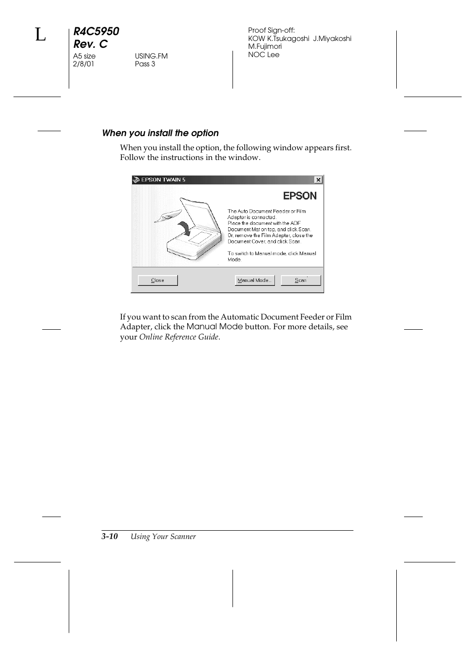 When you install the option | Epson 1640SU User Manual | Page 52 / 56