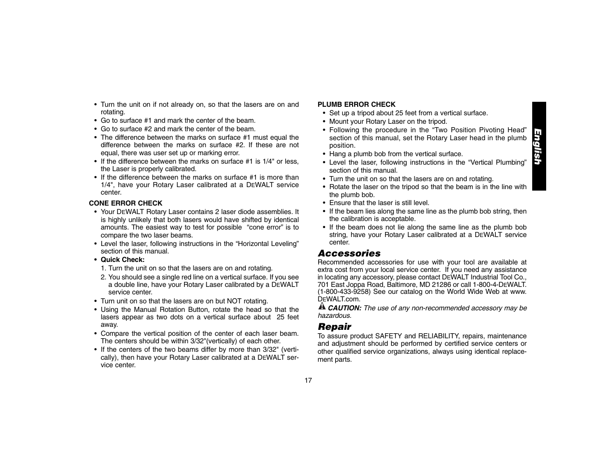 English, Accessories, Repair | Epson DW073 User Manual | Page 19 / 68