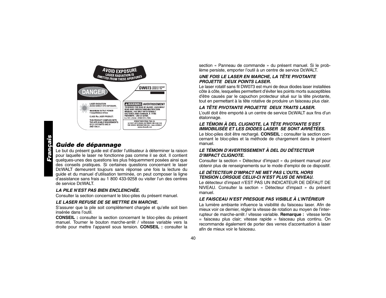 Guide de dépannage, Français | Epson DW073 User Manual | Page 42 / 68