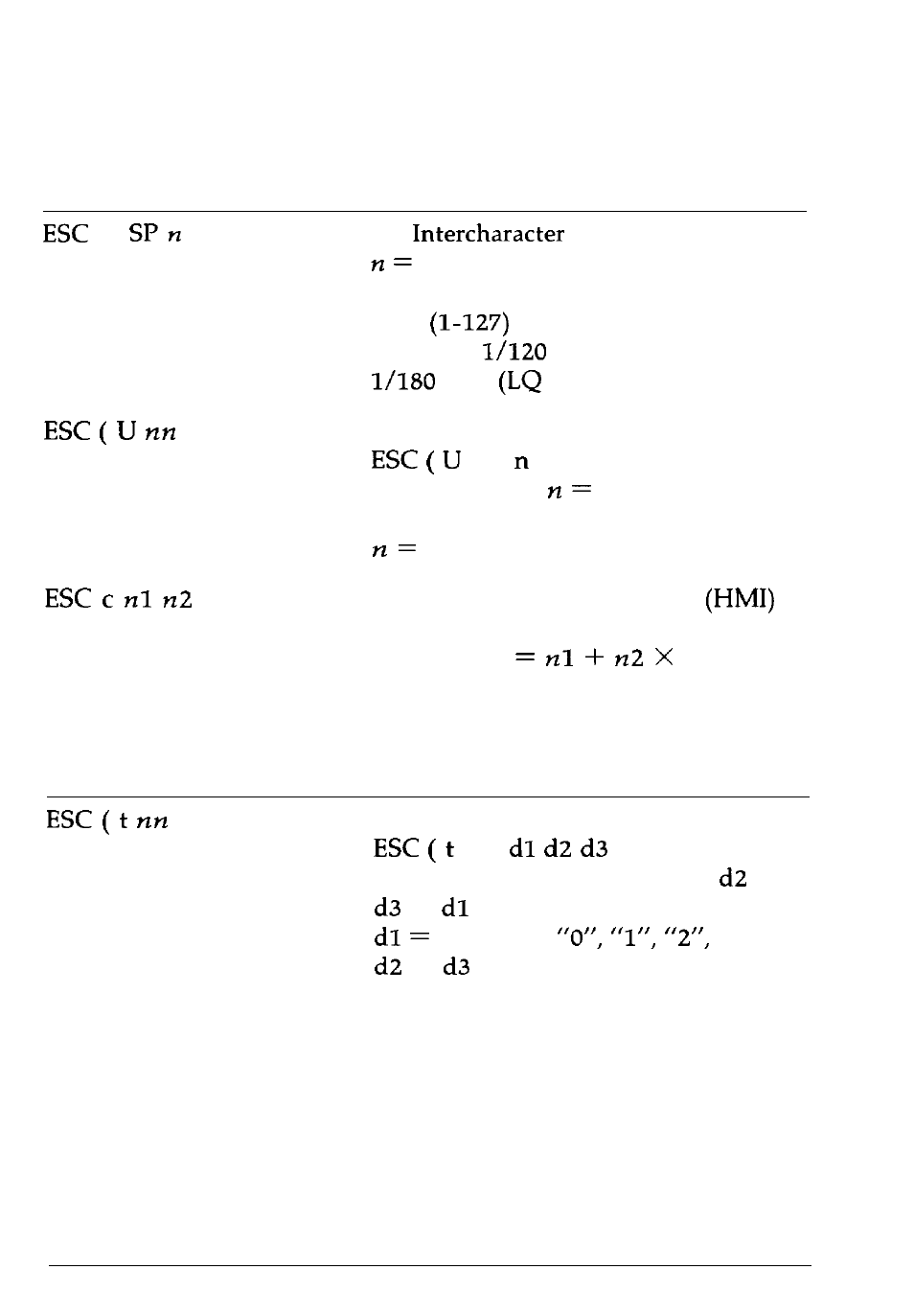 Spacing, Character handling | Epson 1170 User Manual | Page 138 / 159