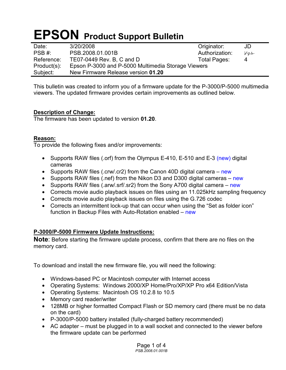 Epson, Product support bulletin | Epson WALITA RI4409 User Manual | Page 7 / 13