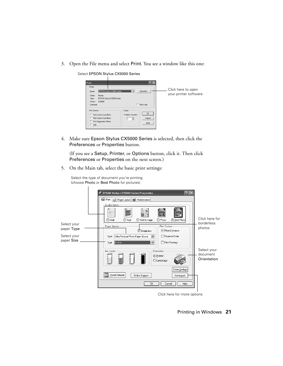 Epson CX5000 User Manual | Page 21 / 56