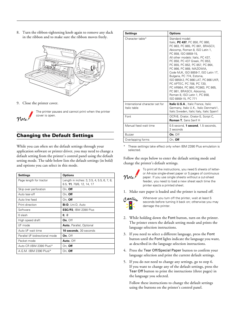 Changing the default settings, Epson lq-680pro | Epson LQ-680Pro User Manual | Page 14 / 16