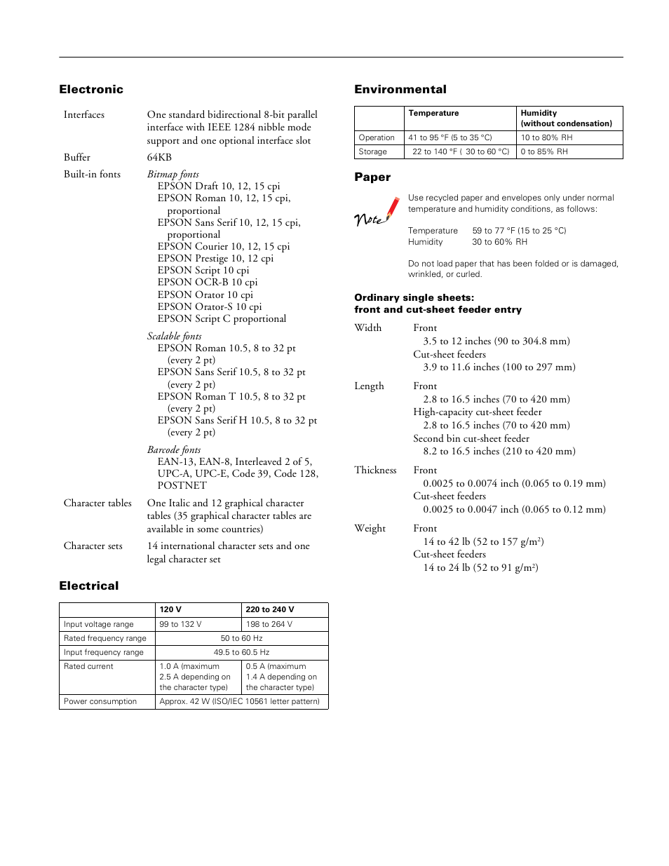 Electronic, Electrical, Environmental | Paper, Epson lq-680pro | Epson LQ-680Pro User Manual | Page 3 / 16