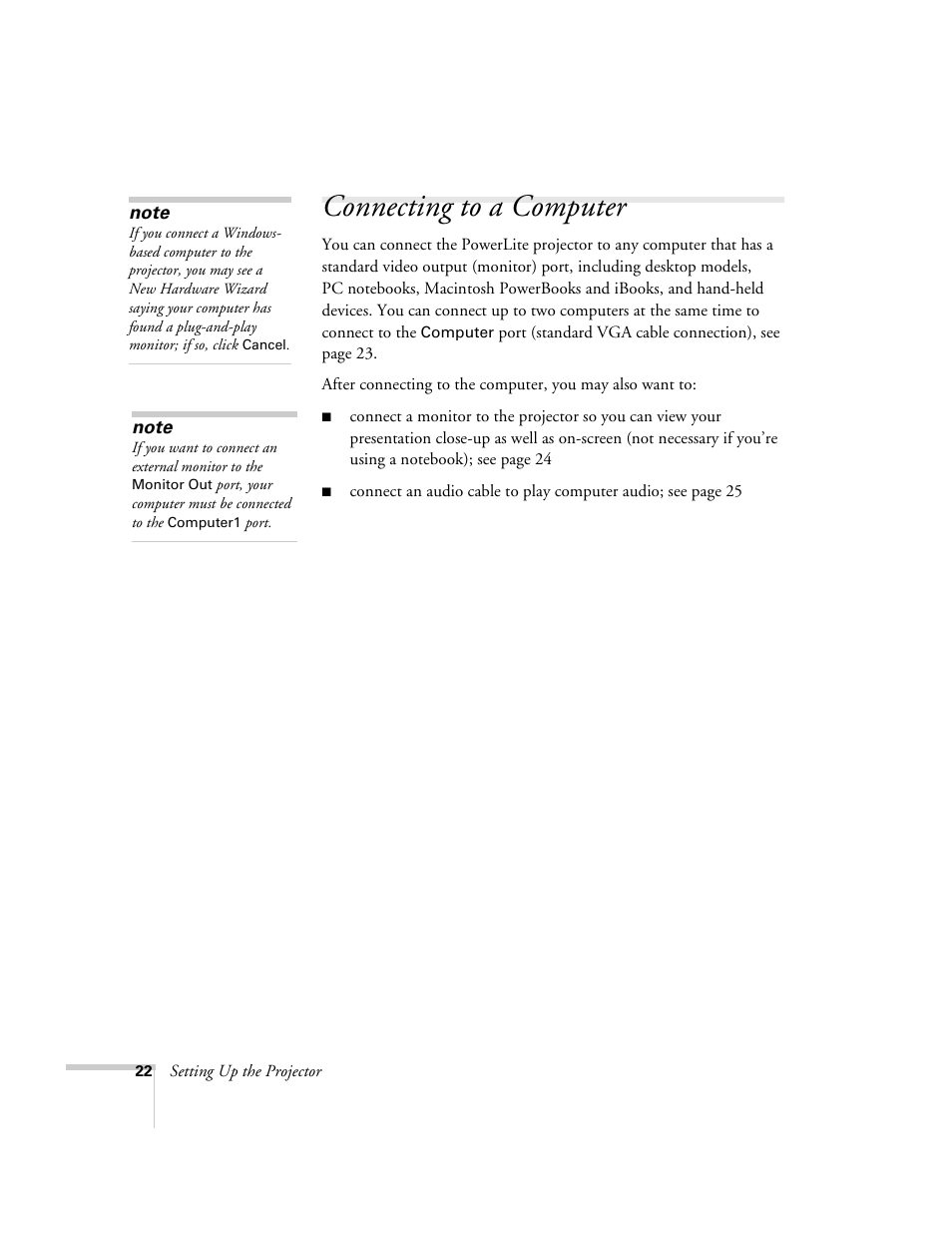 Connecting to a computer | Epson 6100i User Manual | Page 22 / 132