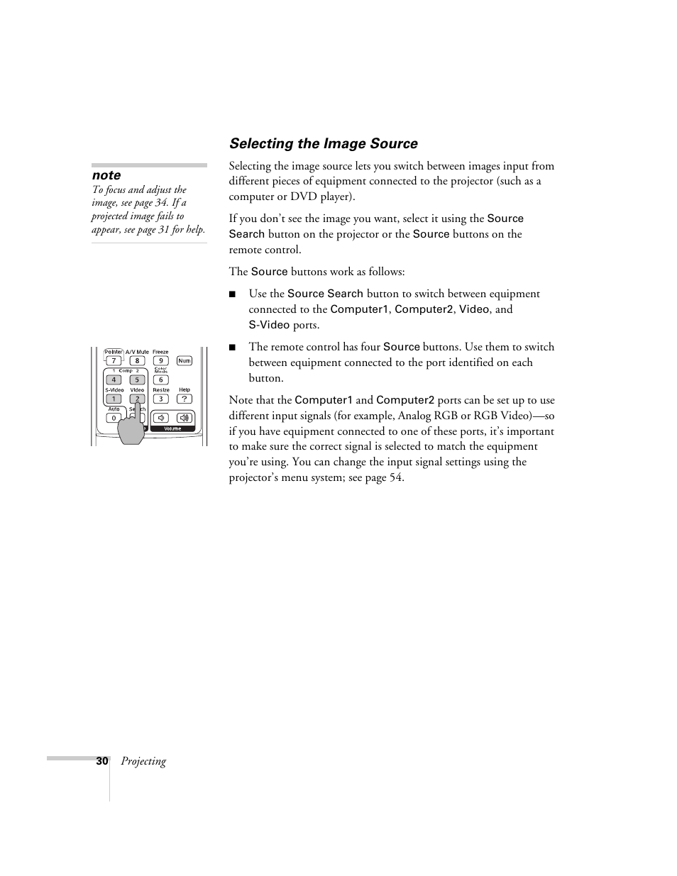 Selecting the image source | Epson 6100i User Manual | Page 30 / 132