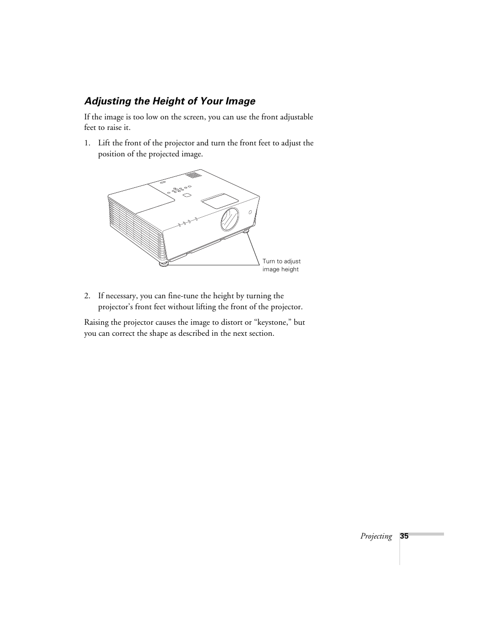 Adjusting the height of your image | Epson 6100i User Manual | Page 35 / 132