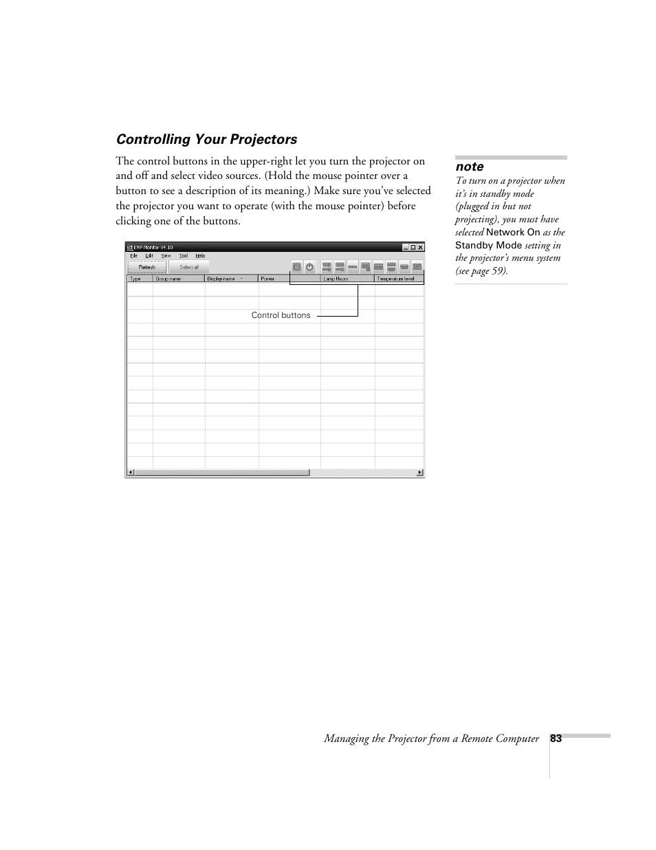 Controlling your projectors | Epson 6100i User Manual | Page 83 / 132