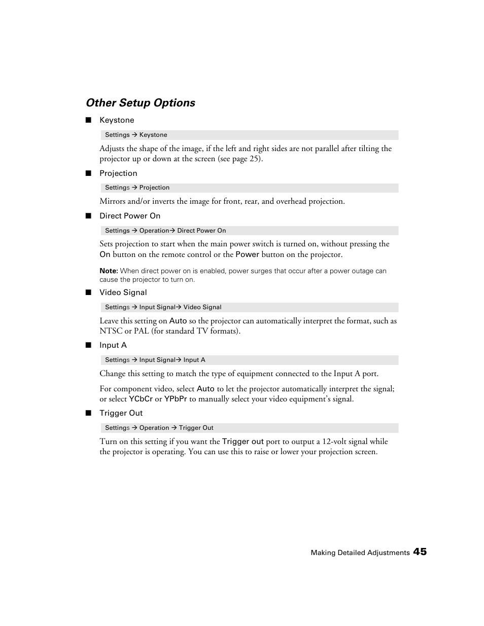 Other setup options | Epson 550 User Manual | Page 45 / 78