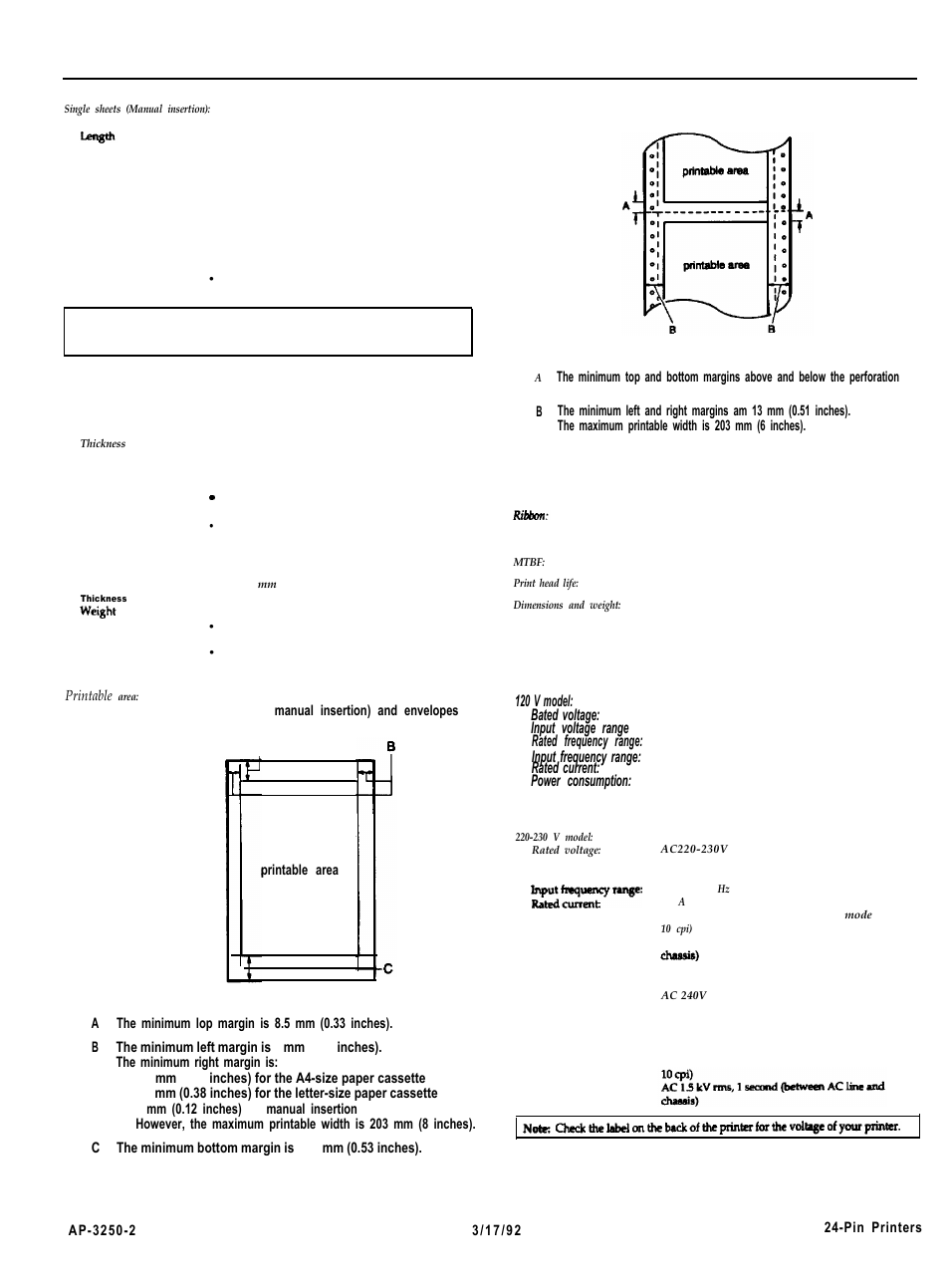 Mechanical, Electrical, Actionprinter 3250 | Epson 3250 User Manual | Page 2 / 9