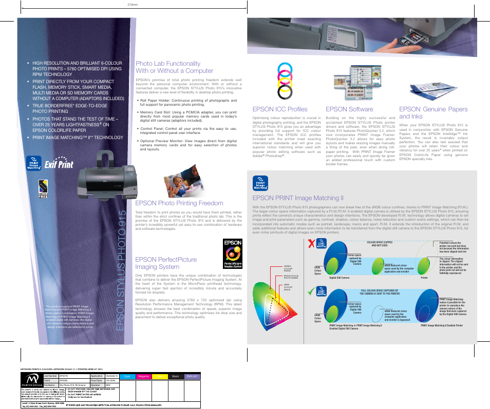 Epson stylus photo 915, Epson perfectpicture imaging system, Epson photo printing freedom | Epson icc profiles, Epson software, Epson genuine papers and inks, Epson print image matching ii, Photo lab functionality with or without a computer | Epson STYLUS PHOTO 915 User Manual | Page 2 / 4