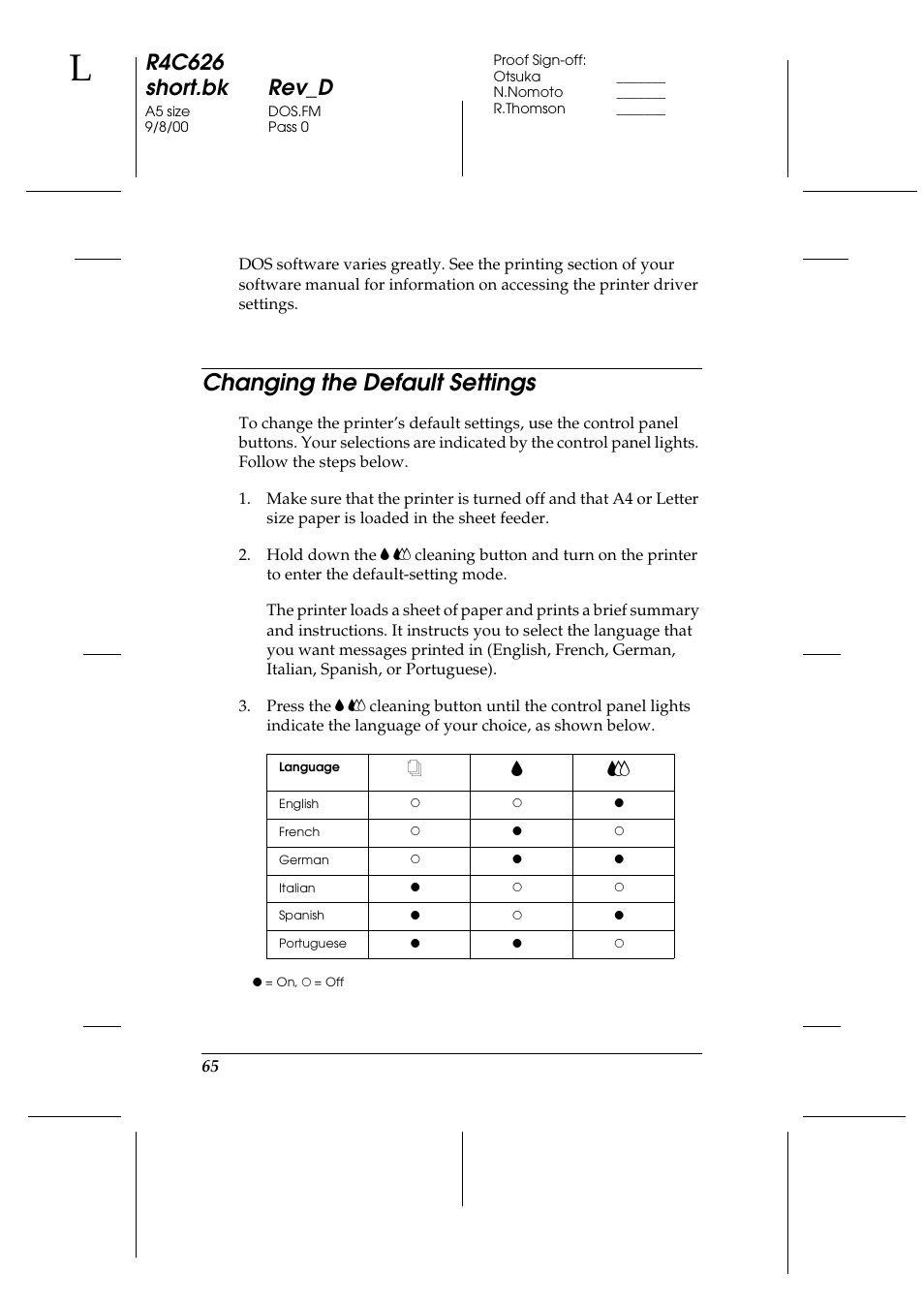 Changing the default settings, R4c626 short.bk rev_d, Sb a | Epson 880 User Manual | Page 70 / 74
