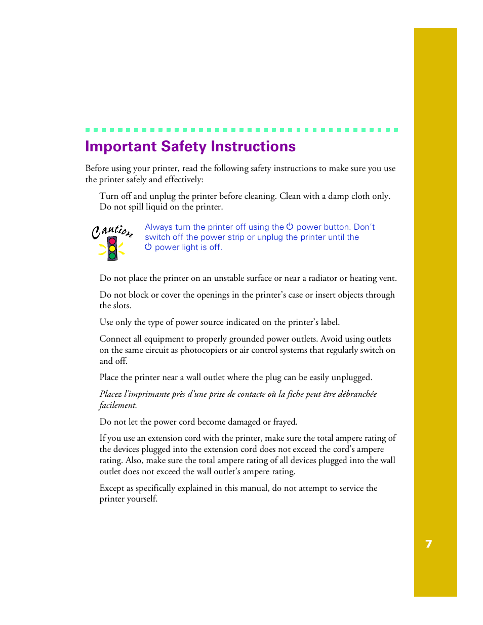 Important safety instructions | Epson 1200 User Manual | Page 13 / 67