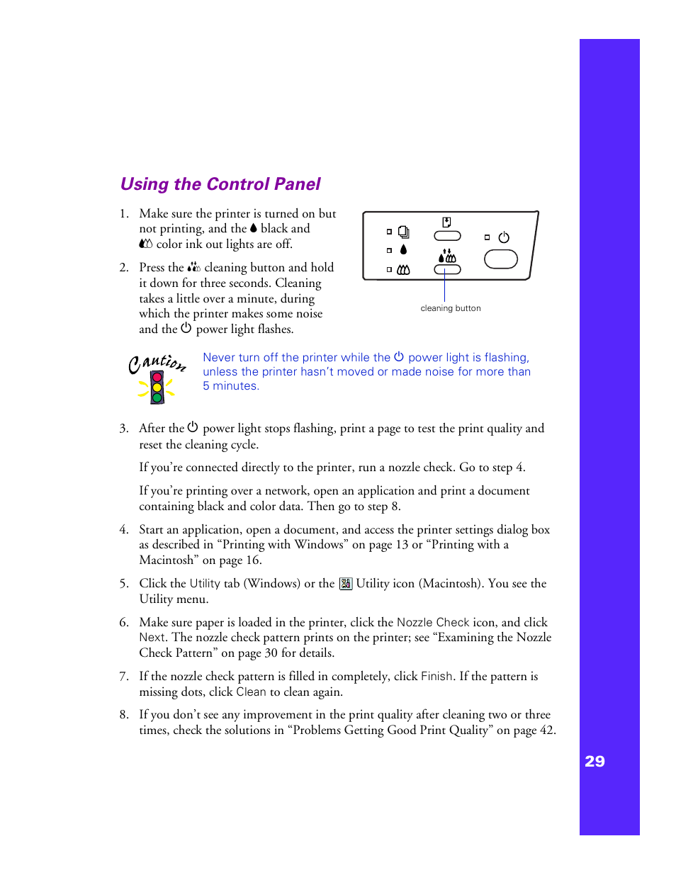 Using the control panel | Epson 1200 User Manual | Page 35 / 67