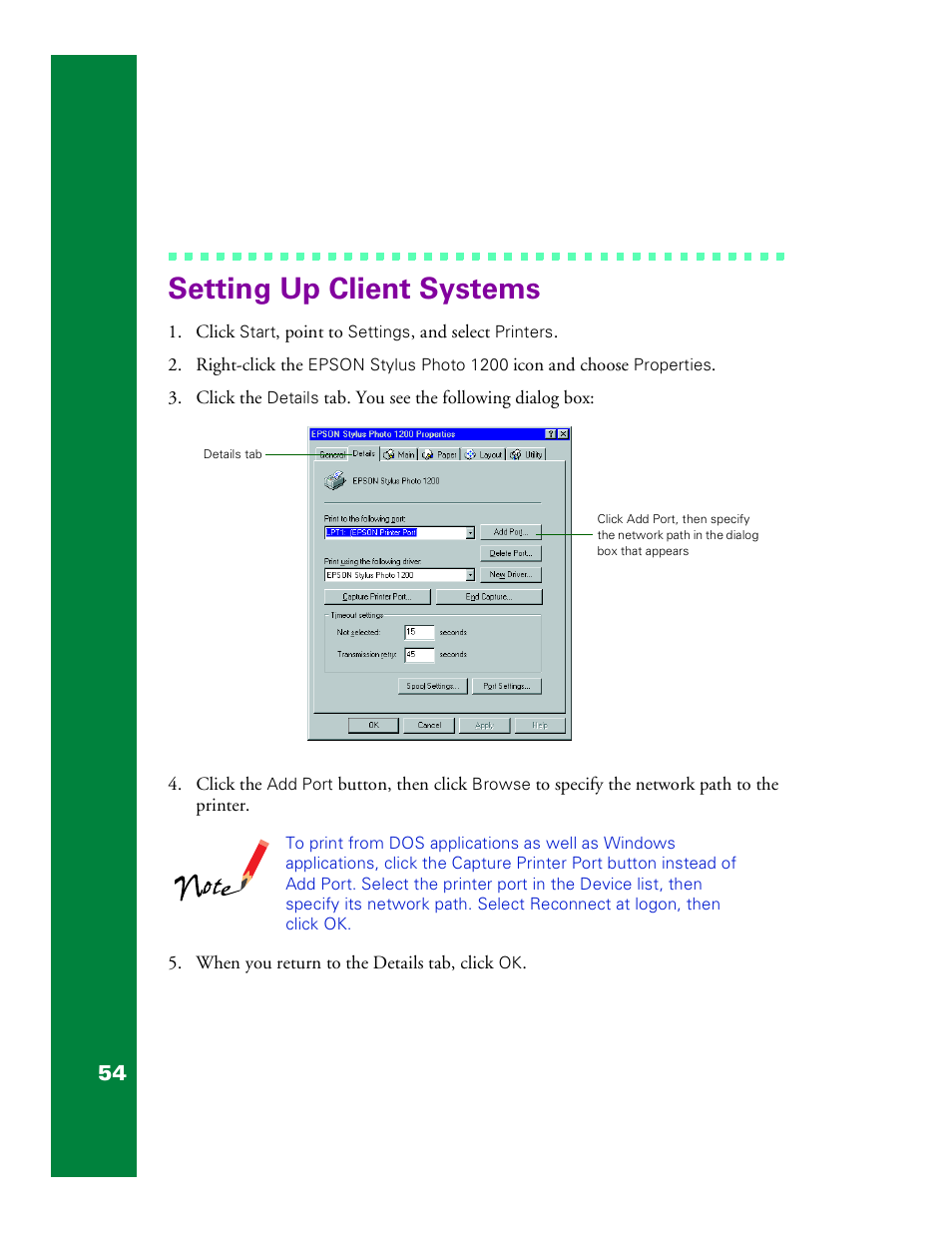 Setting up client systems | Epson 1200 User Manual | Page 60 / 67