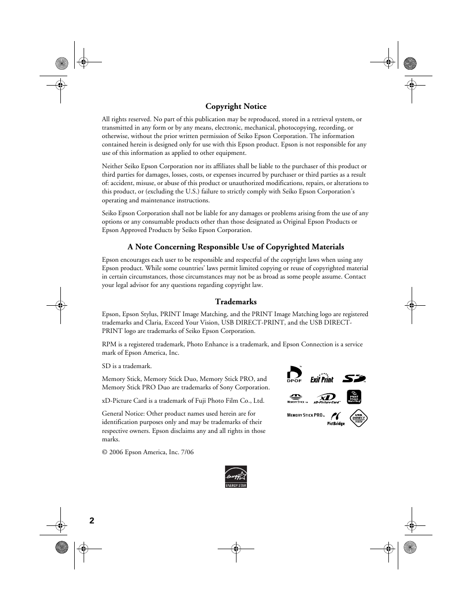 Epson RX580 User Manual | Page 2 / 95