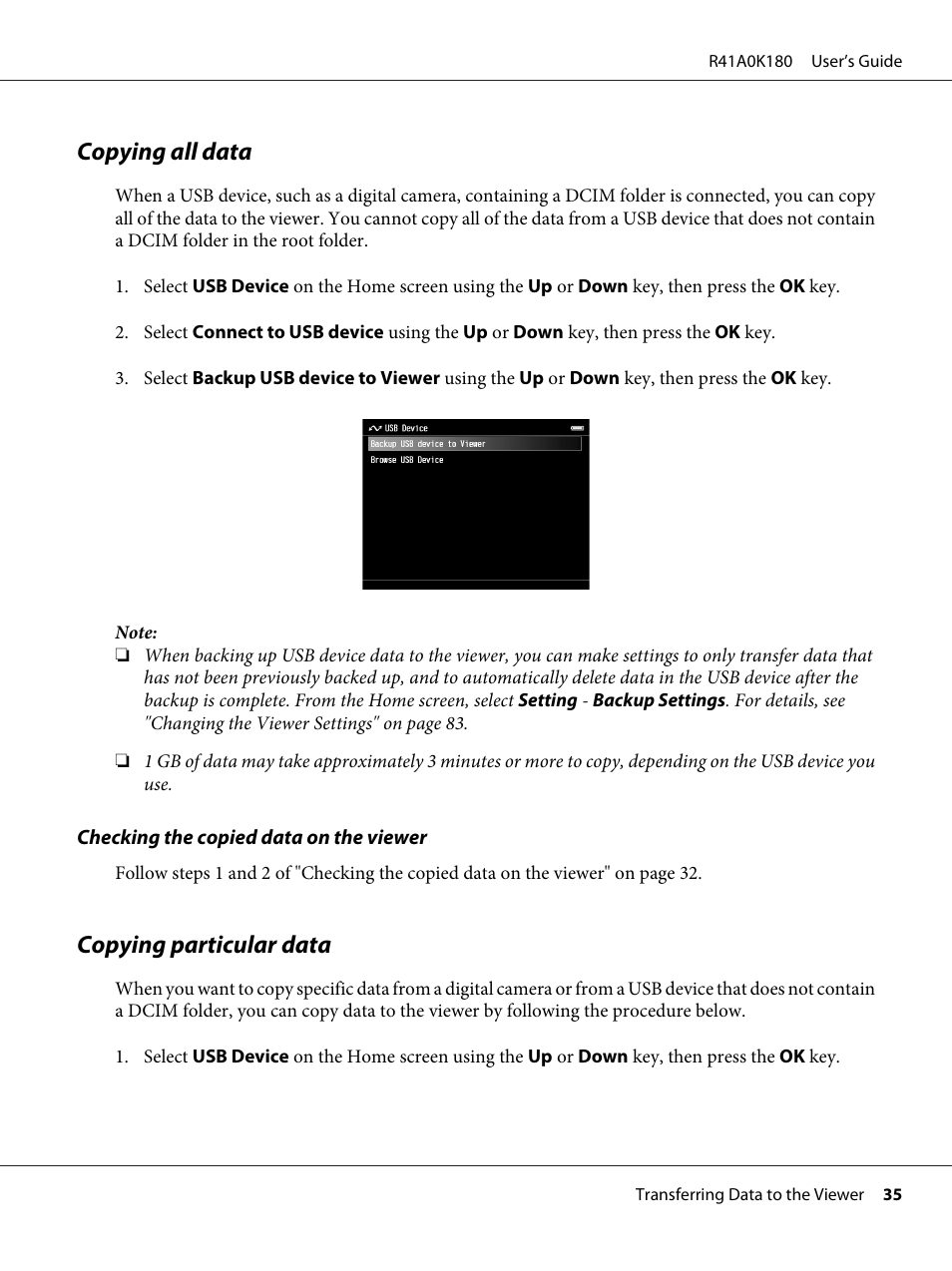 Copying all data, Copying particular data, Copying all data copying particular data | Epson P-6000 User Manual | Page 35 / 113