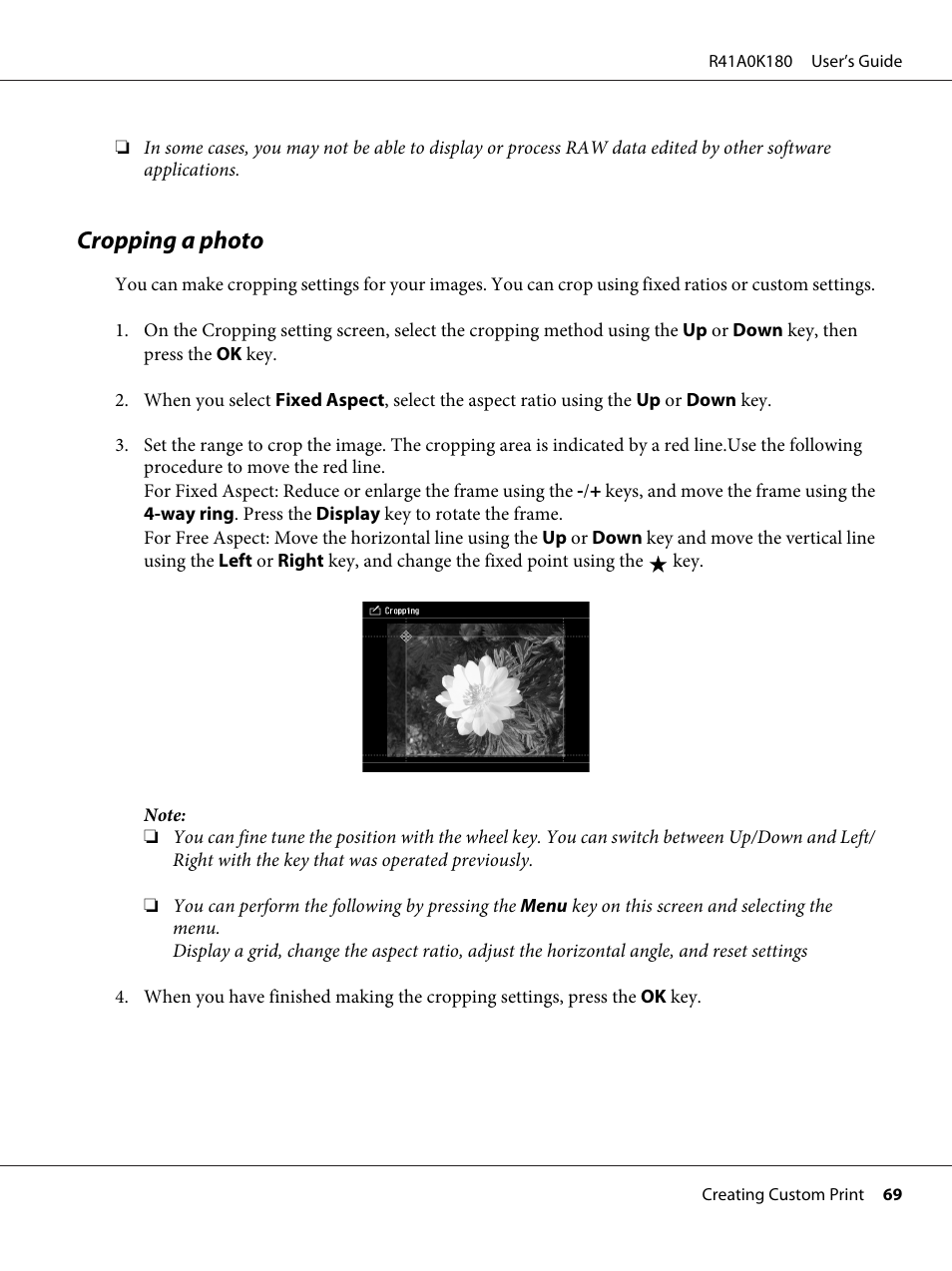 Cropping a photo | Epson P-6000 User Manual | Page 69 / 113