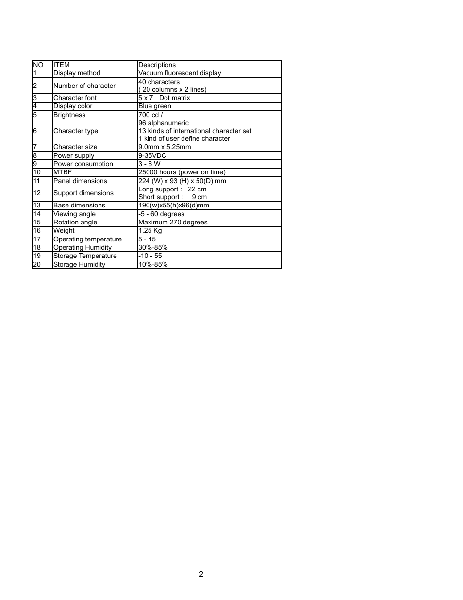 General specification | Epson P07303 User Manual | Page 6 / 36