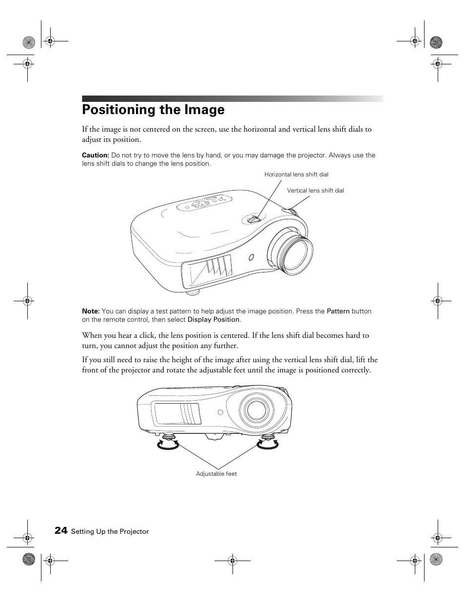 Positioning the image | Epson 810 User Manual | Page 24 / 76