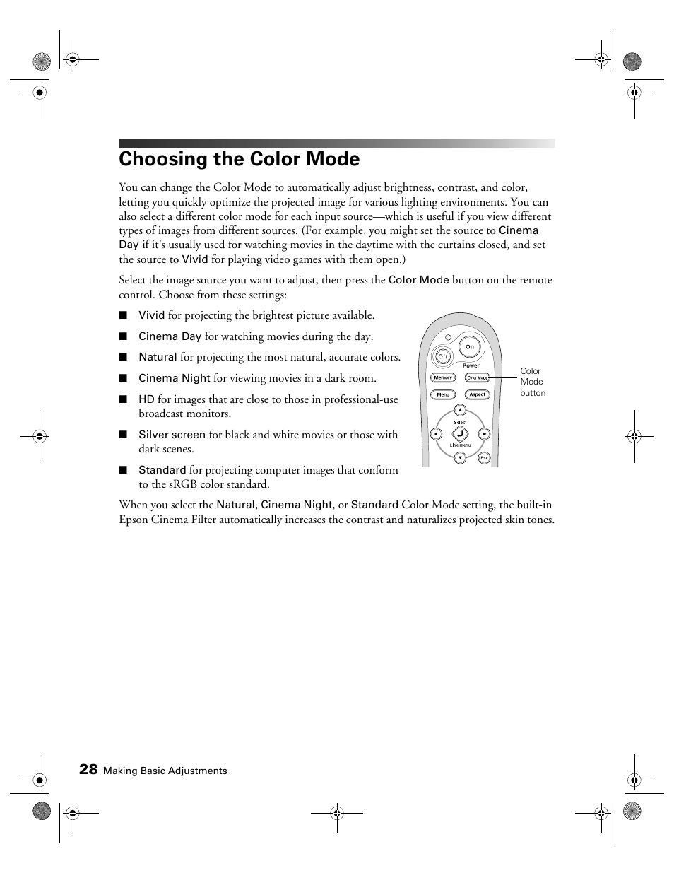 Choosing the color mode | Epson 810 User Manual | Page 28 / 76