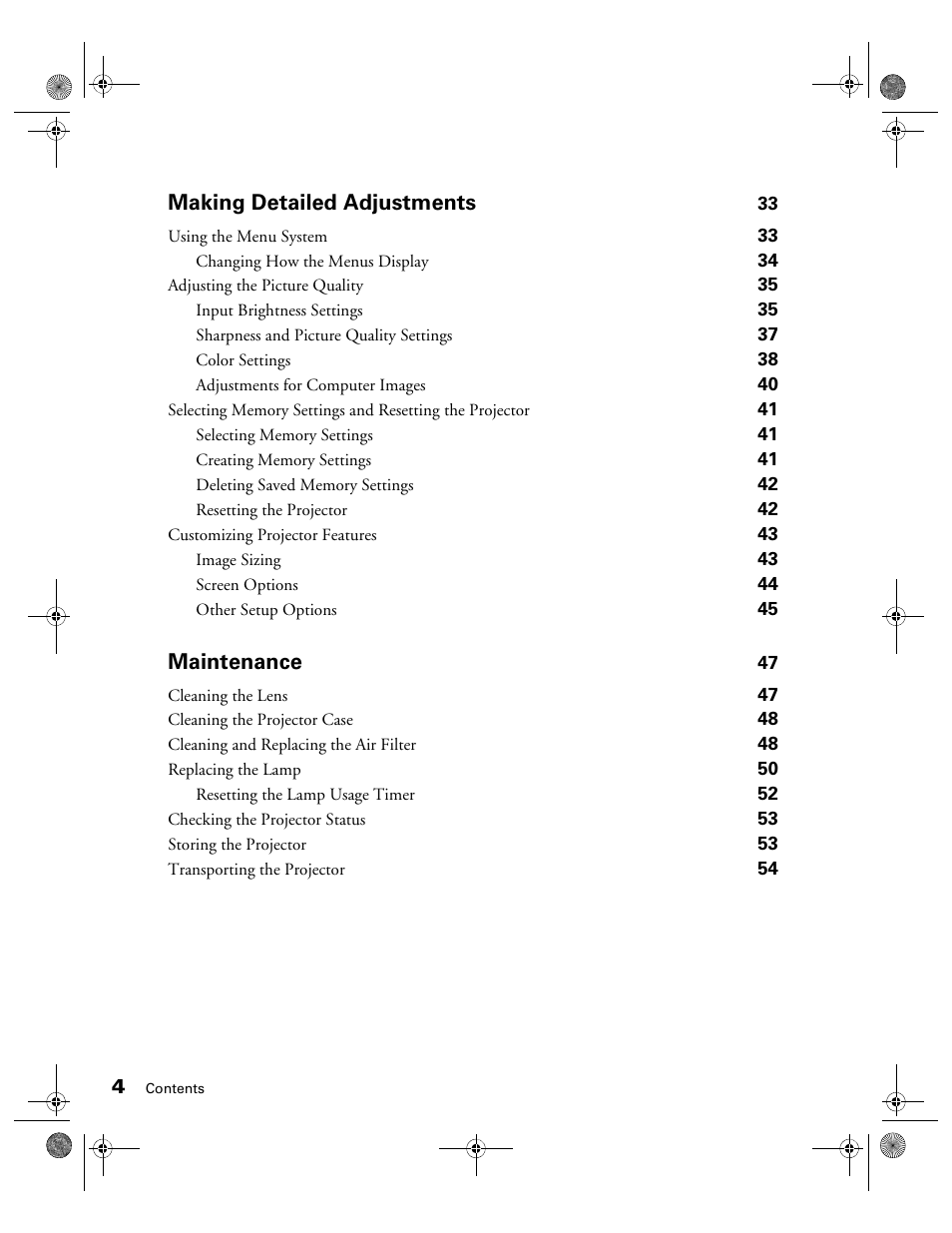 Making detailed adjustments, Maintenance | Epson 810 User Manual | Page 4 / 76