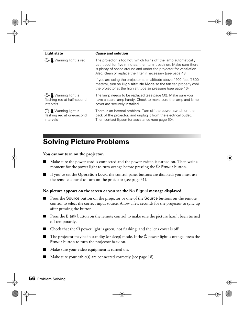 Solving picture problems | Epson 810 User Manual | Page 56 / 76